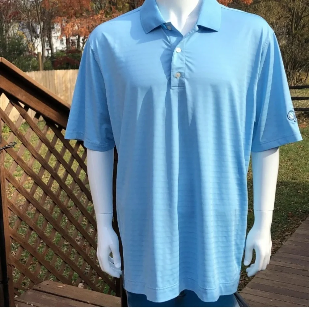 FJ FootJoy Mens Polo Shirt XL The Glades Golf & Country Club Blue Short Sleeve - Picture 1 of 9